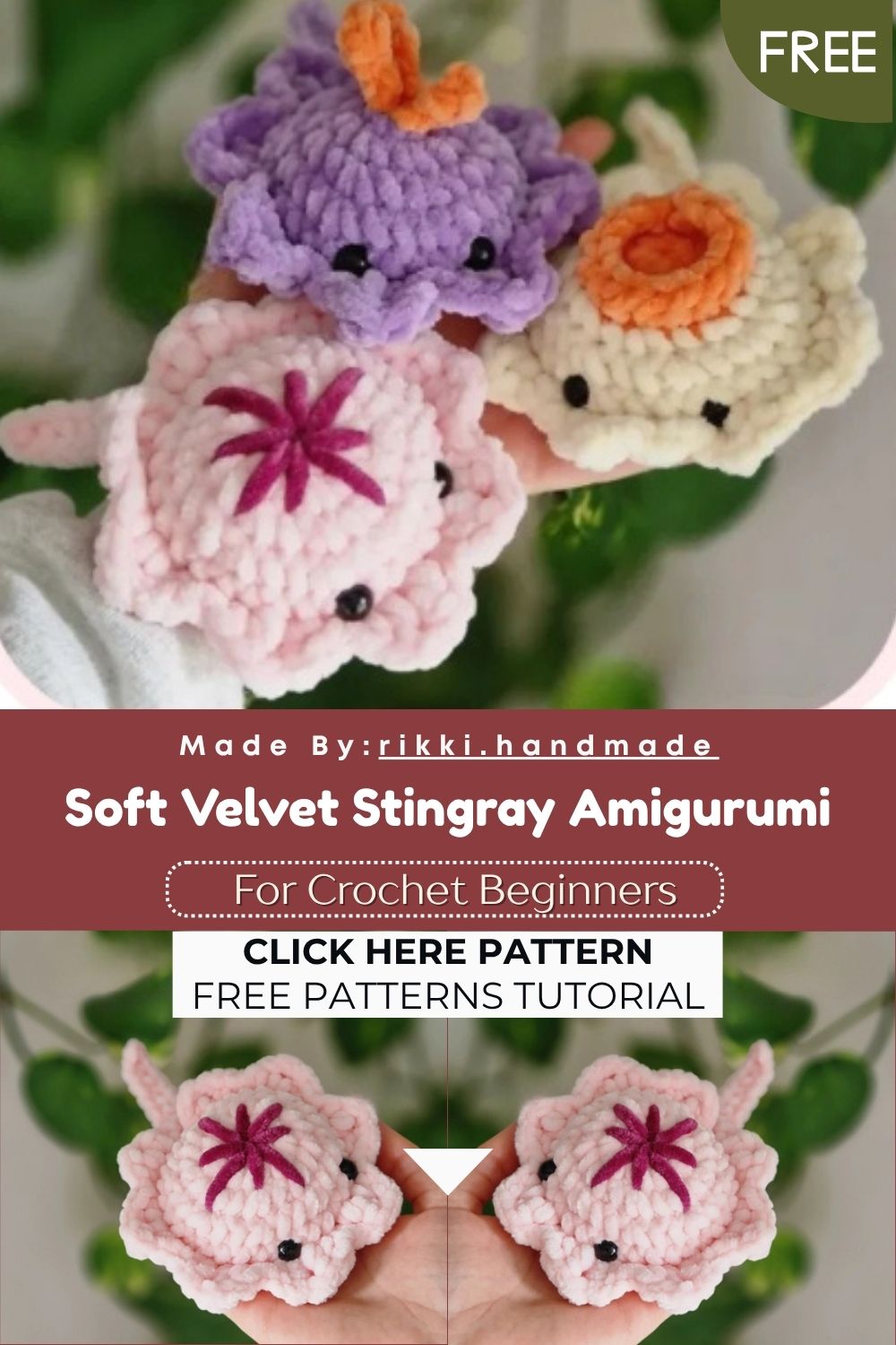 Soft Velvet Stingray Amigurumi – Free Crochet Plush Pattern