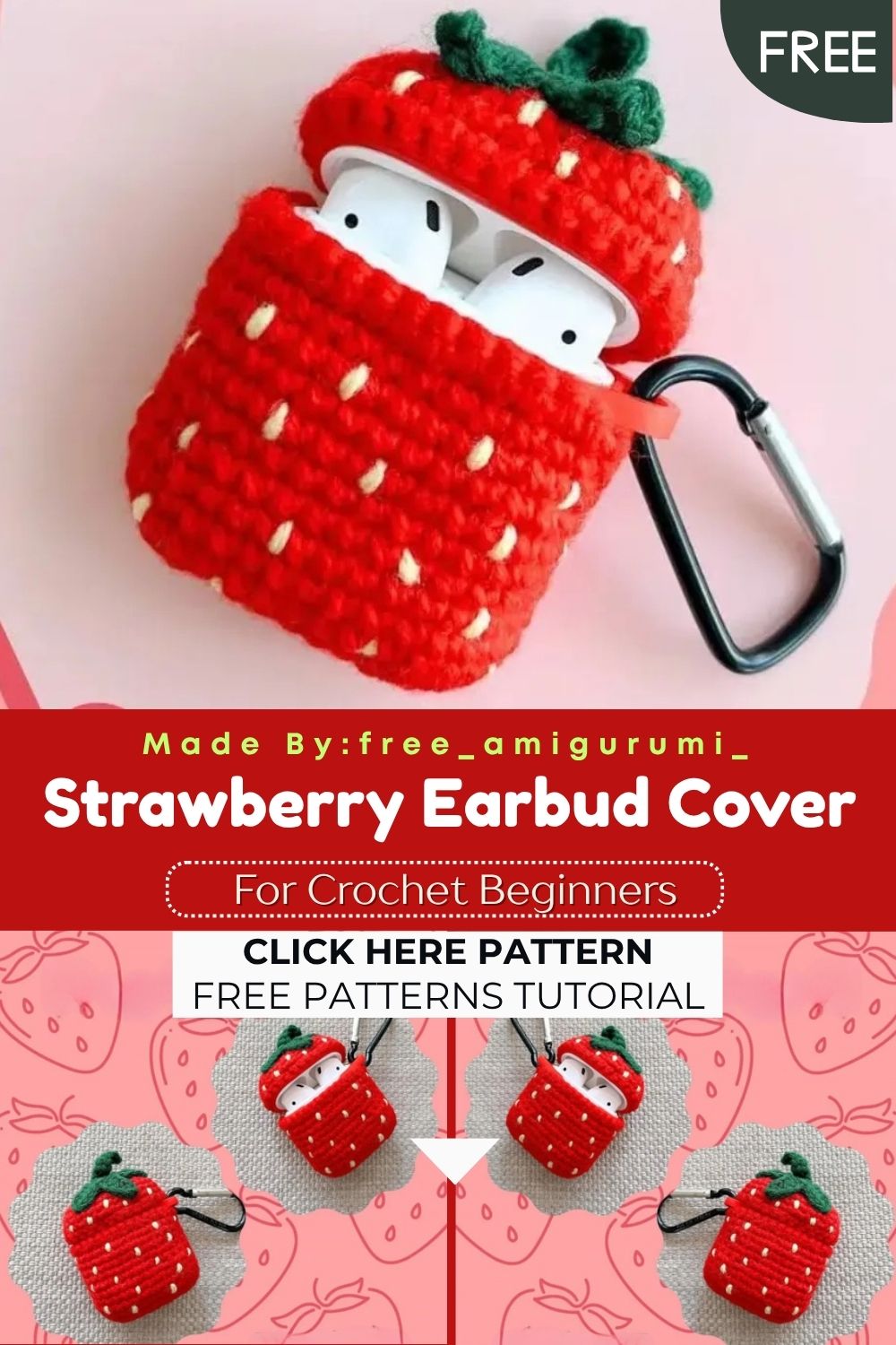 Stitch a Crochet Strawberry Earbud Cover – Free Pattern