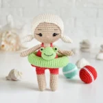 Sweet Crochet Beach Doll with Frog Float – Free Amigurumi Pattern