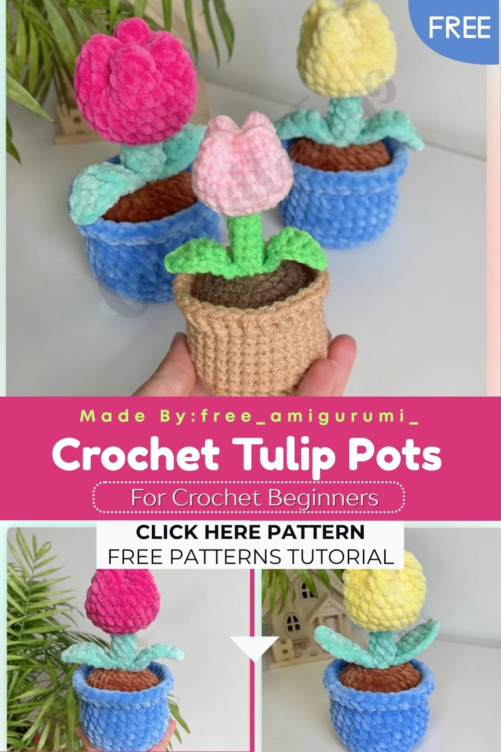 These Mini Crochet Tulip Pots Make Perfect Gifts – Free Pattern
