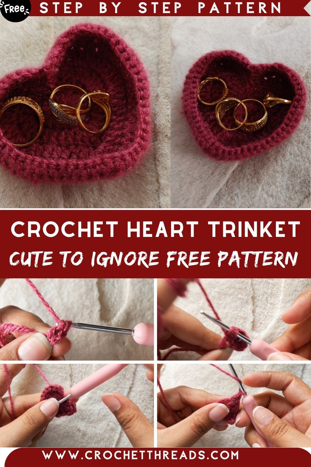 This Crochet Heart Trinket Is Too Cute to Ignore Free Pattern Easy