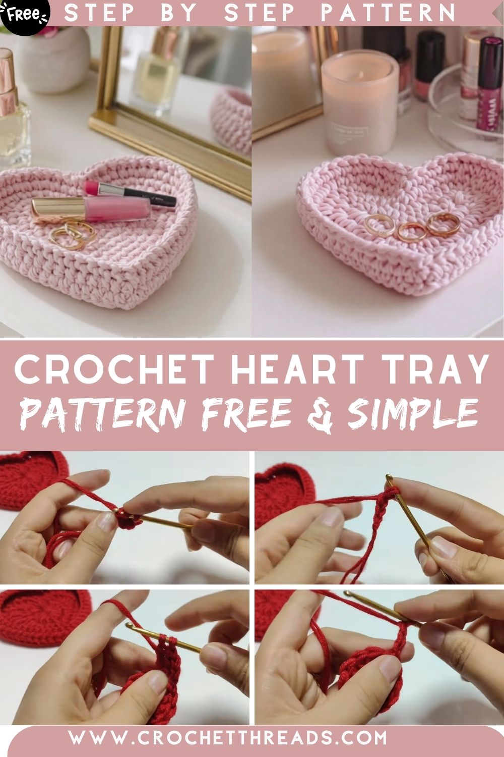The Easiest Crochet Heart Tray Pattern Free & Simple For Beginners