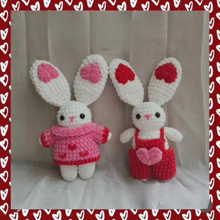 Precious Crochet Heart Bunny Doll with Amigurummi Pattern