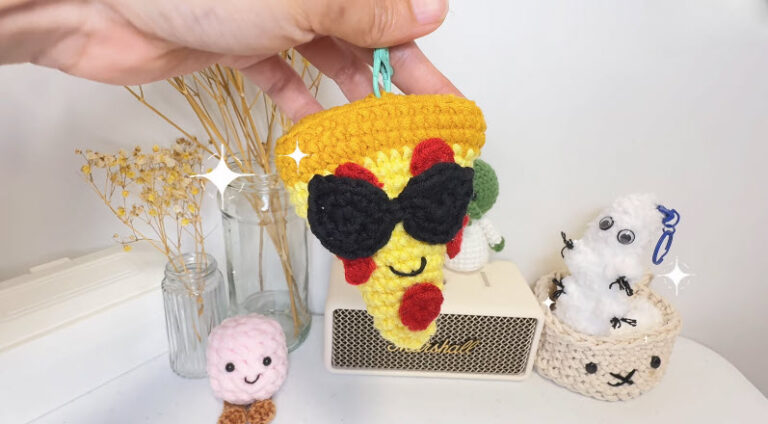Crochet Pizza Slice Sunglasses Keychain Pattern for Your Style