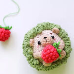 Crochet Hedgehog with Raspberry Pattern and Mushroom