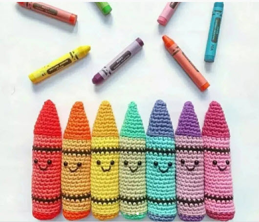 Crochet Rainbow Crayons Amigurumi Pattern for Kids Room Decor