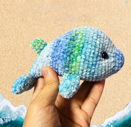 Crochet Blue Whale Amigurumi Pattern in Ocean Tones