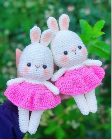 Crochet Ballerina Bunny Doll Amigurumi Pattern with Pink Dress