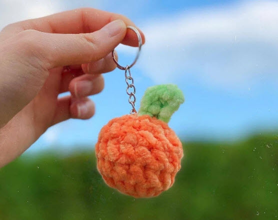 Crochet Orange Keychain Pattern for Fruit Charm