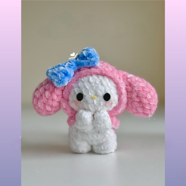 Adorable Crochet My Melody Amigurumi with Blue Bow