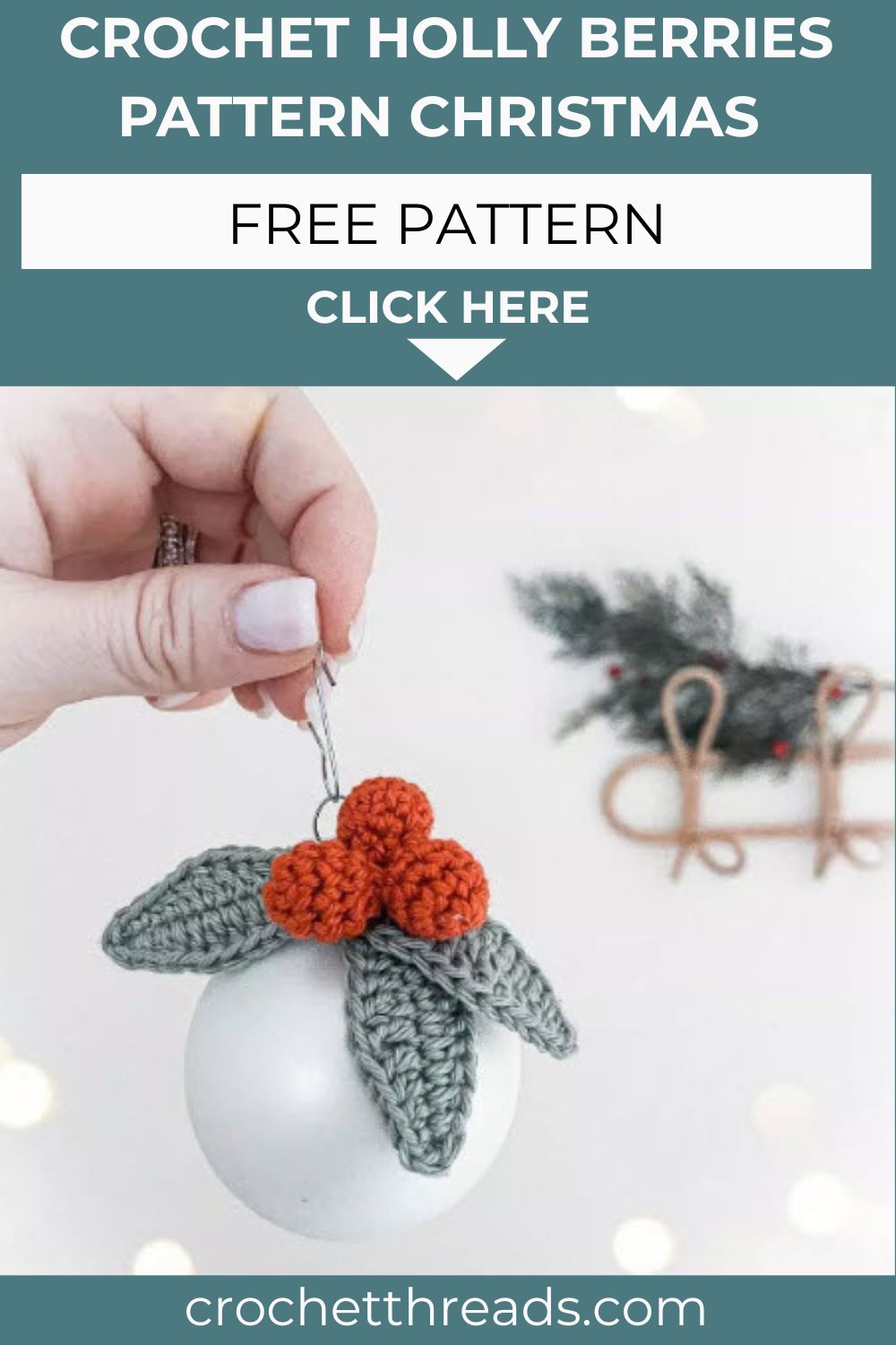 Awesome Crochet Holly Berries Pattern Christmas Bauble Topper