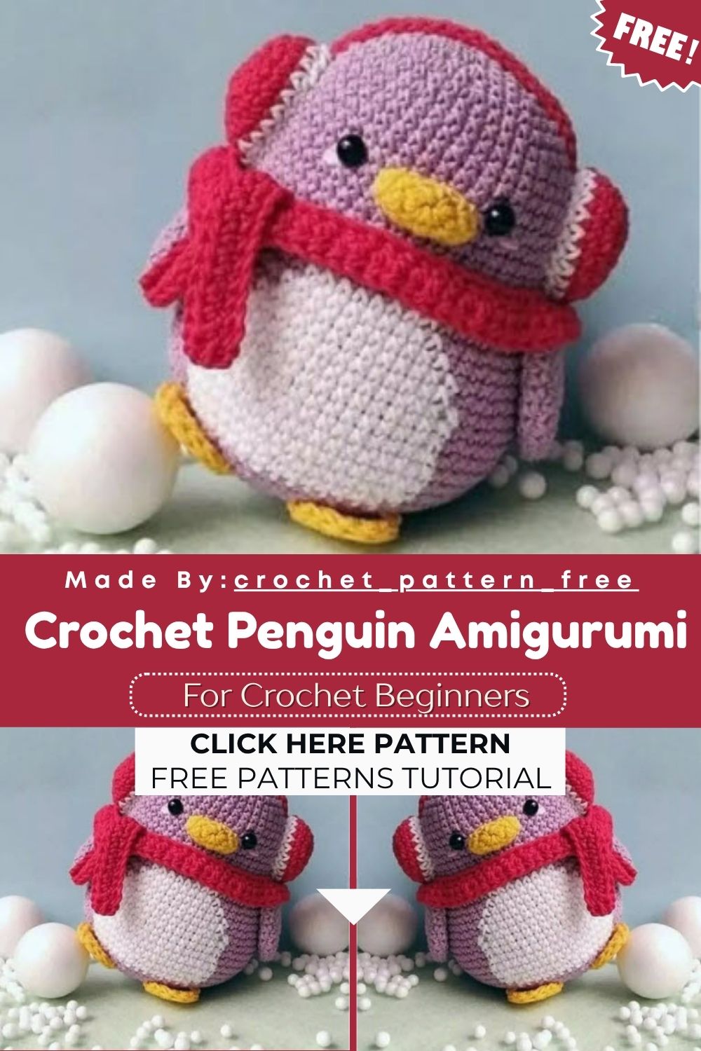 Classy Crochet Penguin Amigurumi Pattern Free with Cozy Winter Scarf