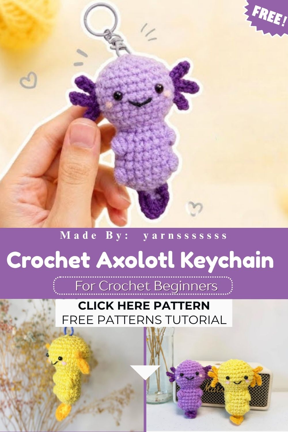 Crochet Axolotl Keychain Amigurumi Pattern for Perfect Gifts