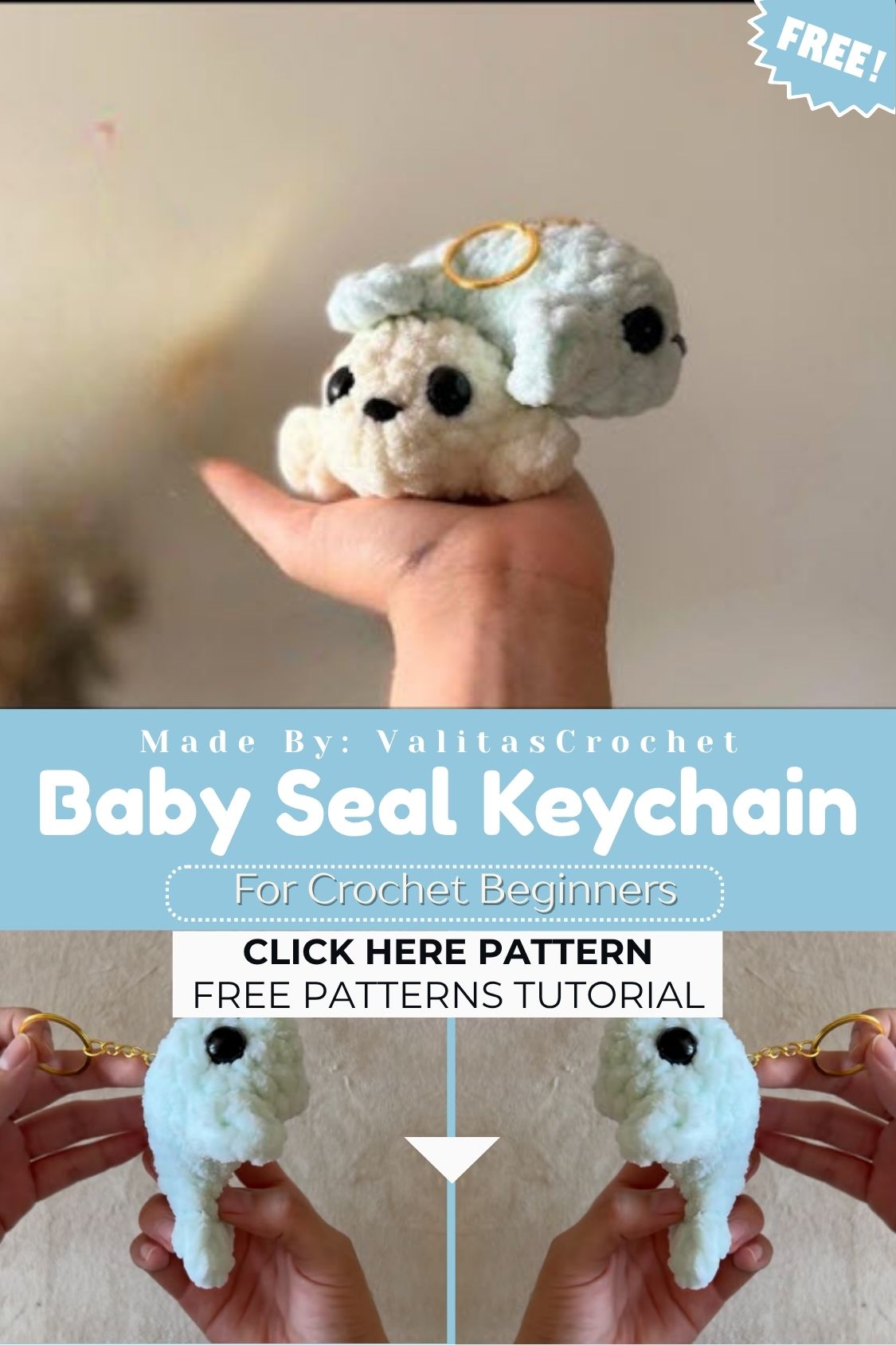 Crochet Baby Seal Keychain Amigurumi Pattern for Everyday Charm