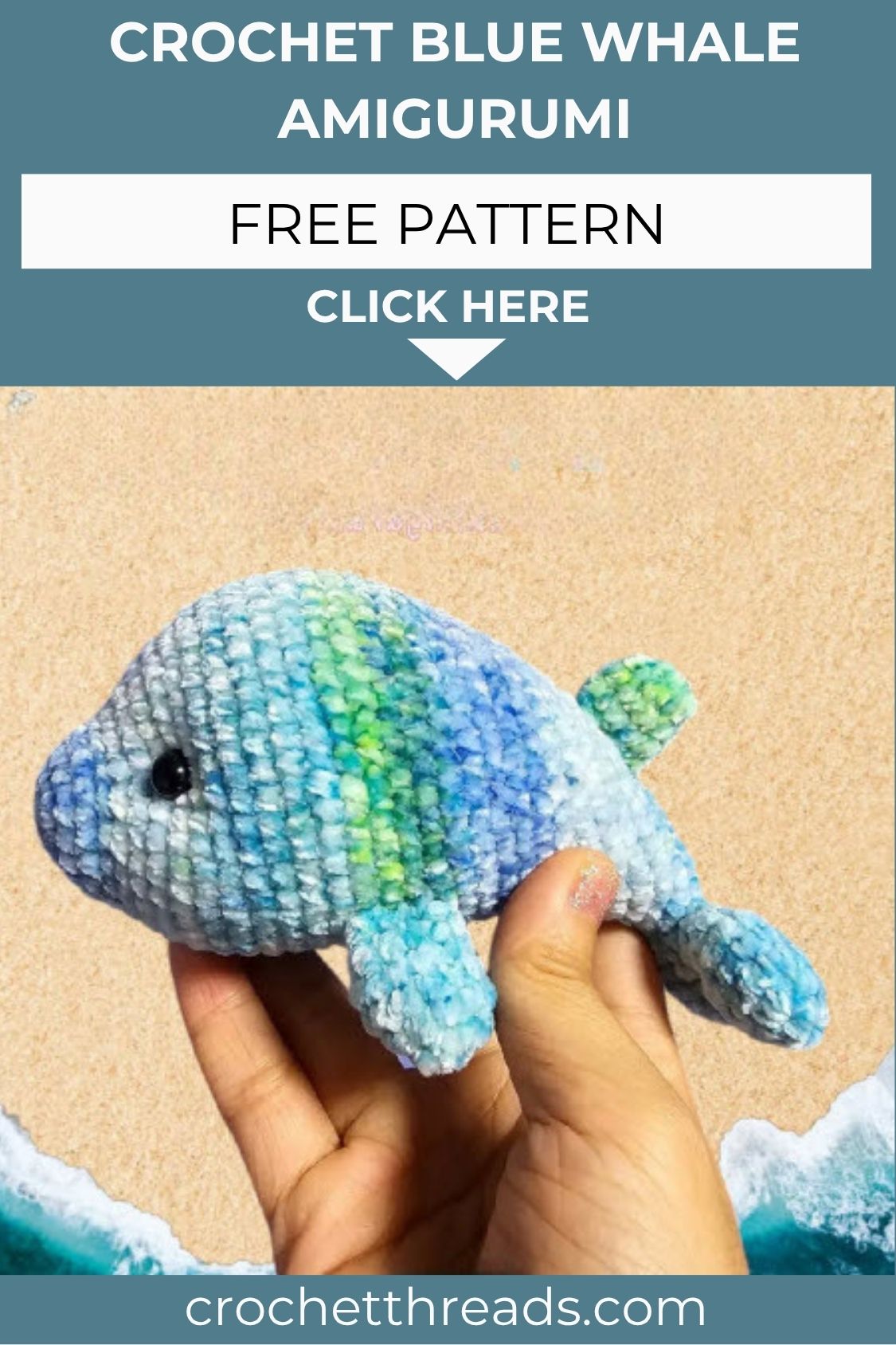 Crochet Blue Whale Amigurumi Pattern in Ocean Tones