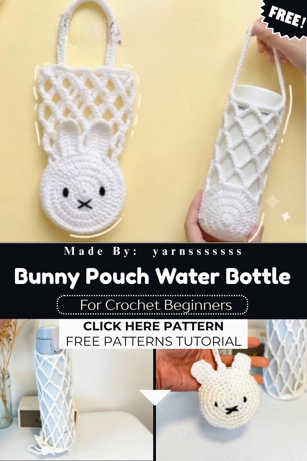 Crochet Bunny Pouch Water Bottle Holder Pattern for a Chic Look