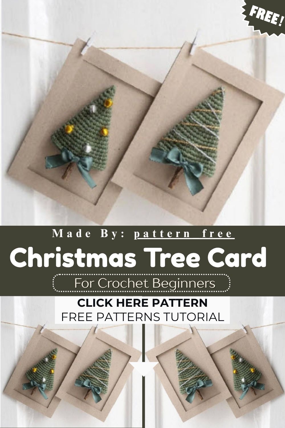 Crochet Christmas Tree Card Pattern Handmade Gift Idea