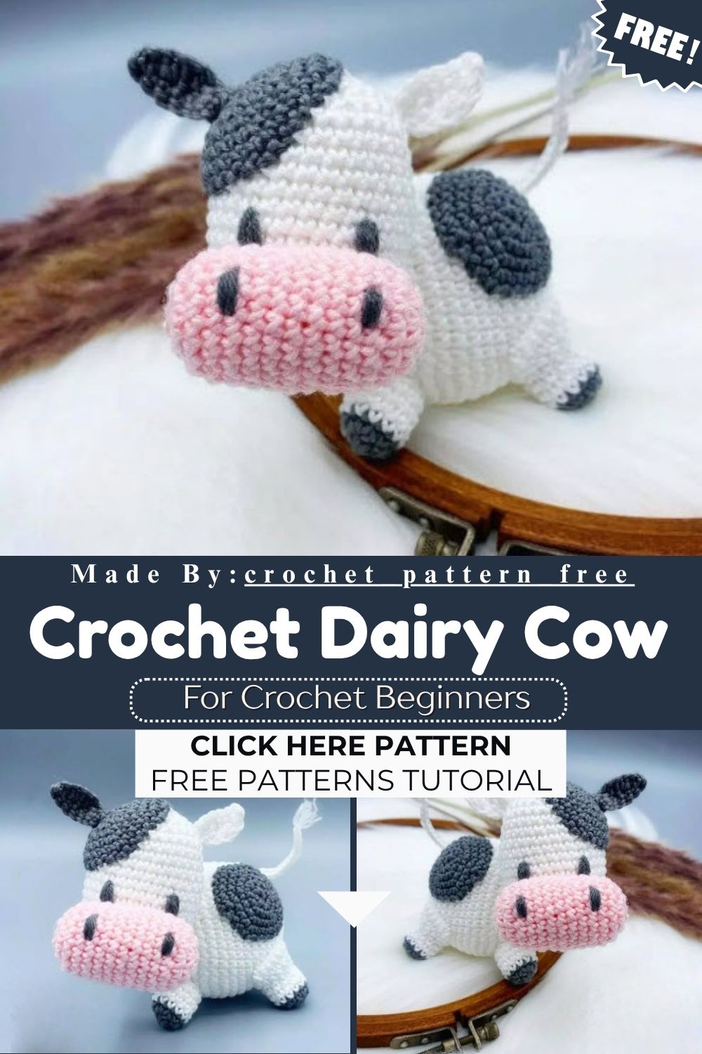 Crochet Dairy Cow Amigurumi Pattern for Newborn
