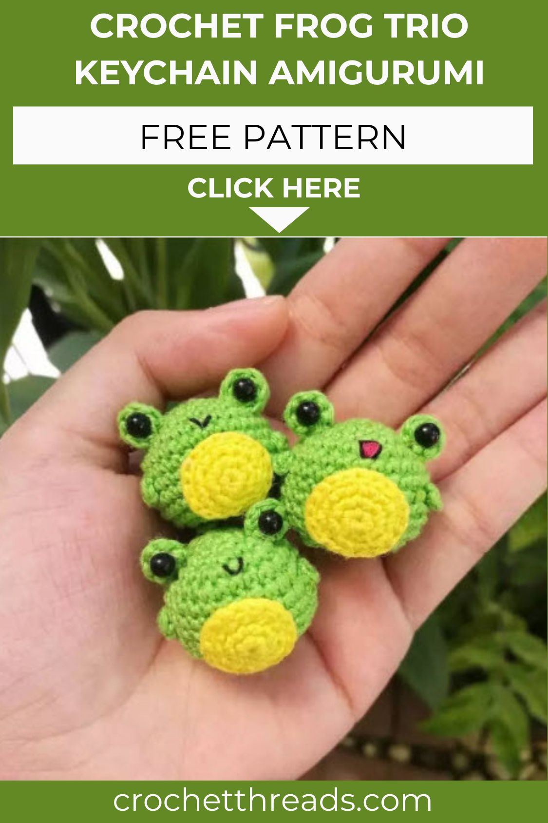 Crochet Frog Trio Keychain Amigurumi Pattern for Quirky Looks