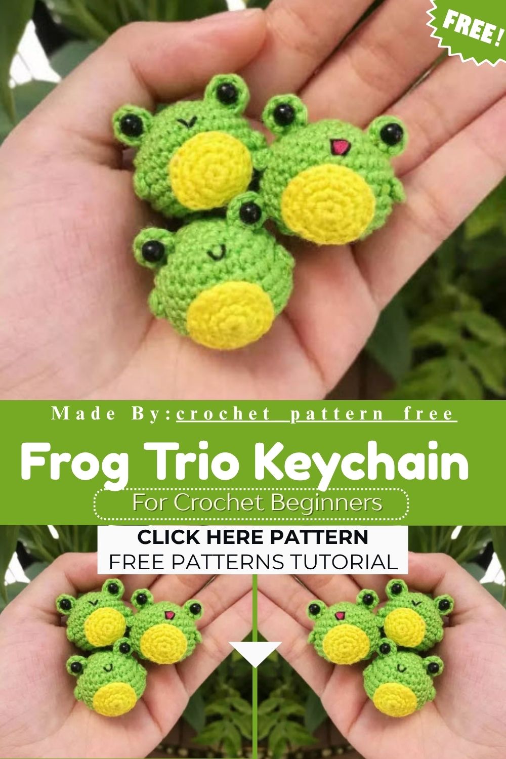 Crochet Frog Trio Keychain Amigurumi Pattern for Quirky Looks
