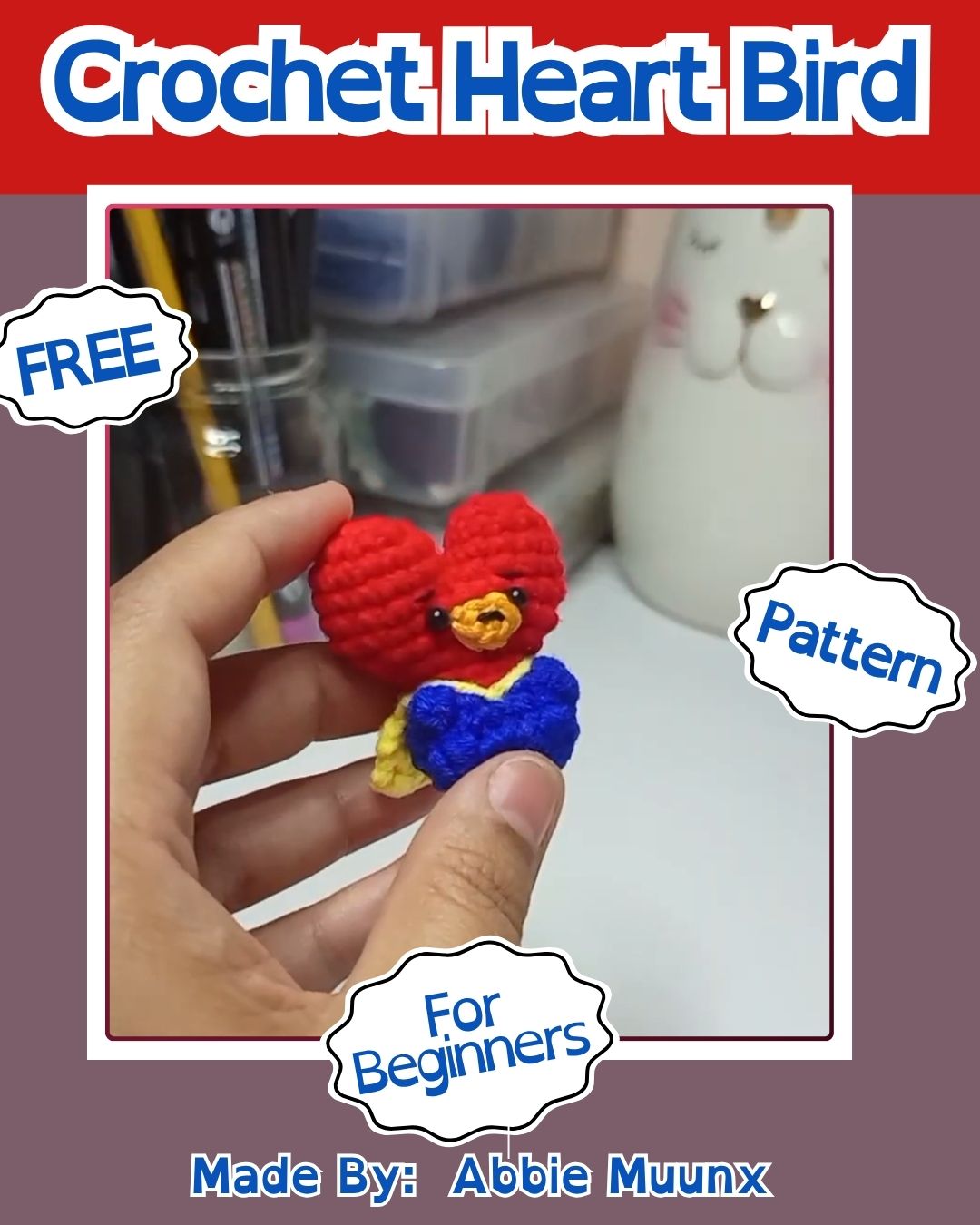 Crochet Heart Bird Amigurumi Easy Pattern