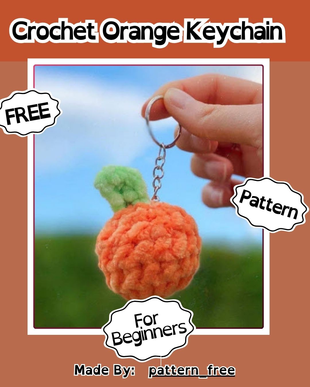 Crochet Orange Keychain Pattern for Fruit Charm