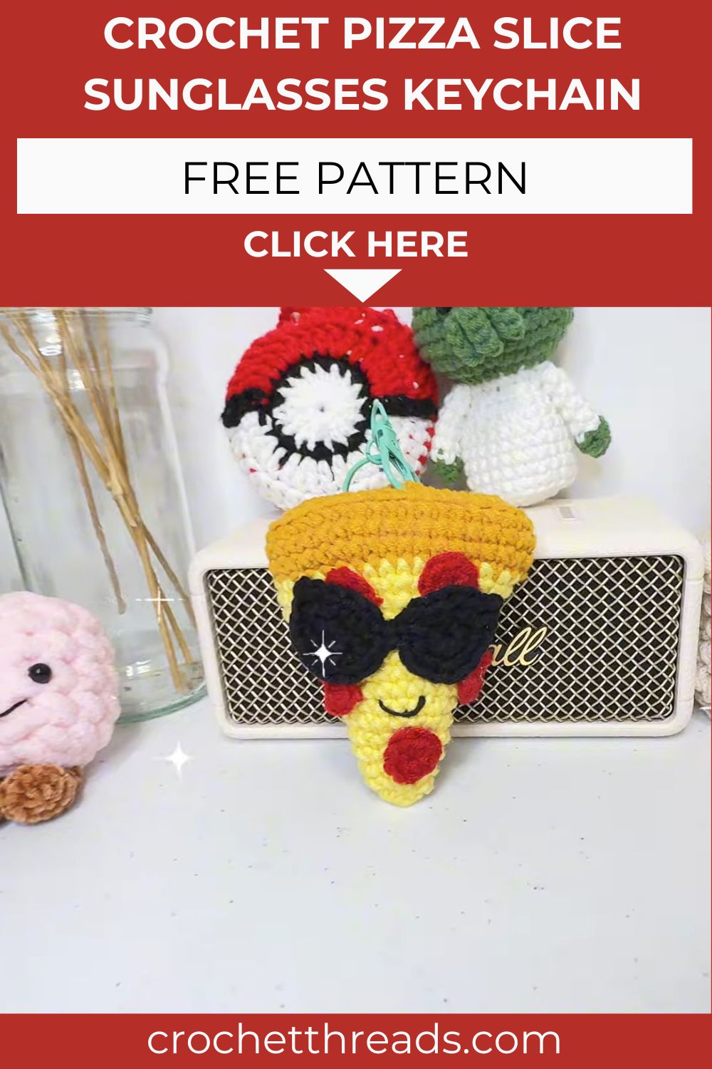 Crochet Pizza Slice Sunglasses Keychain Pattern for Your Style