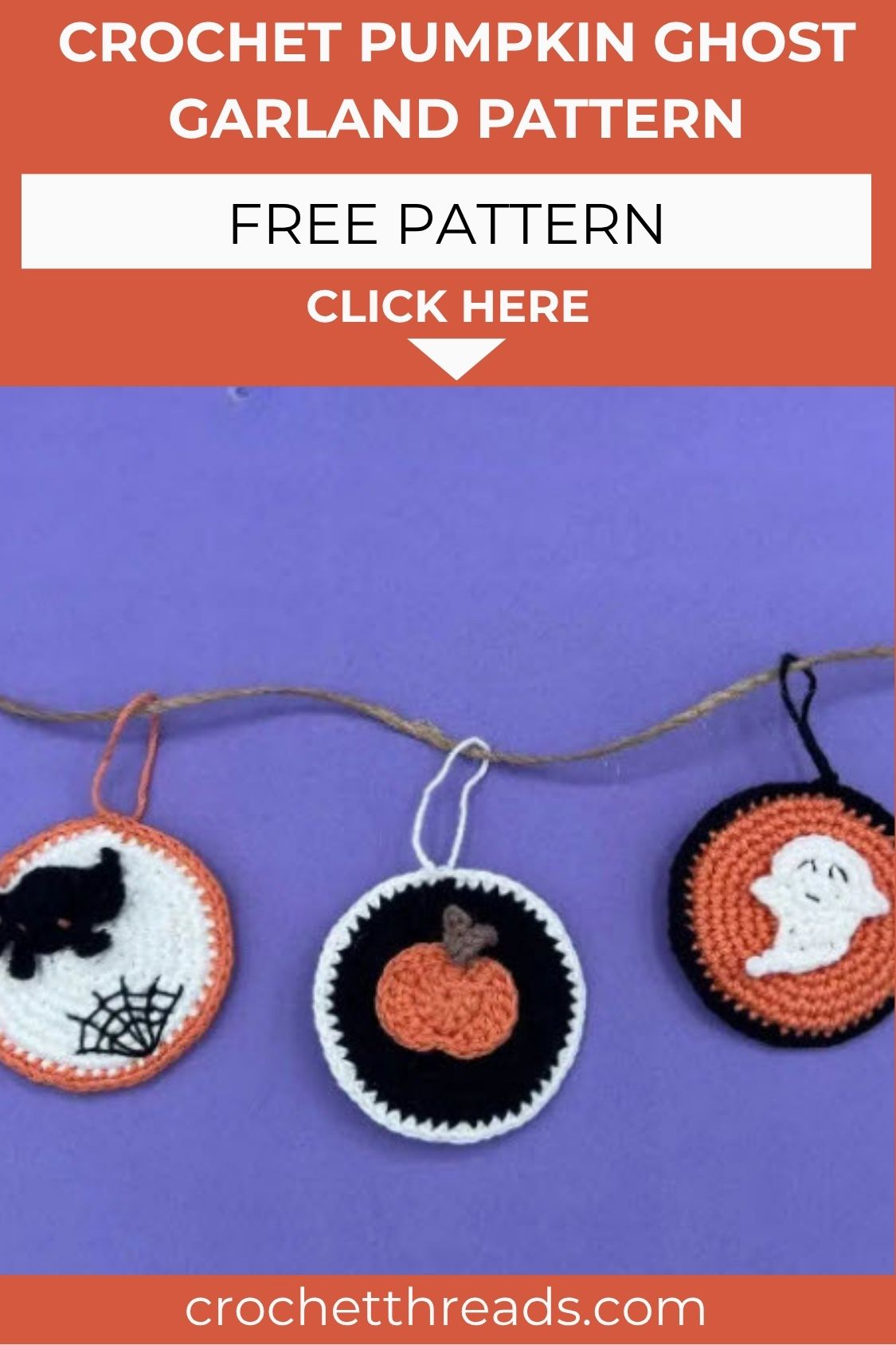 Crochet Pumpkin Ghost Spider Pattern for Halloween Decor
