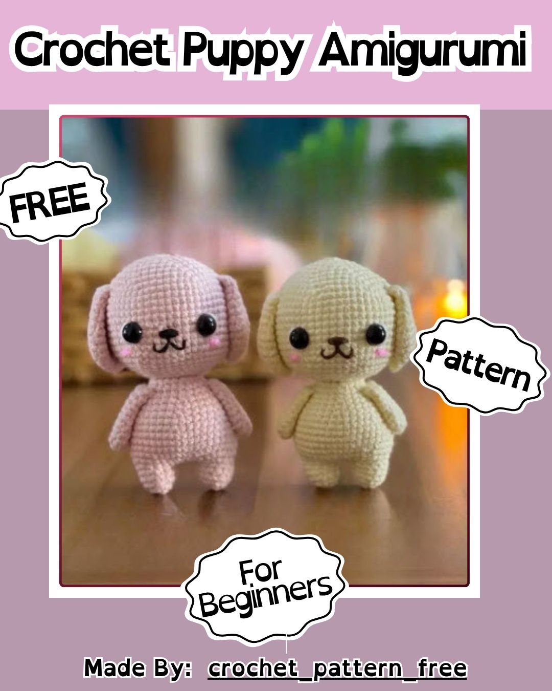 Crochet Puppy Amigurumi Pattern with Floppy Ear Details