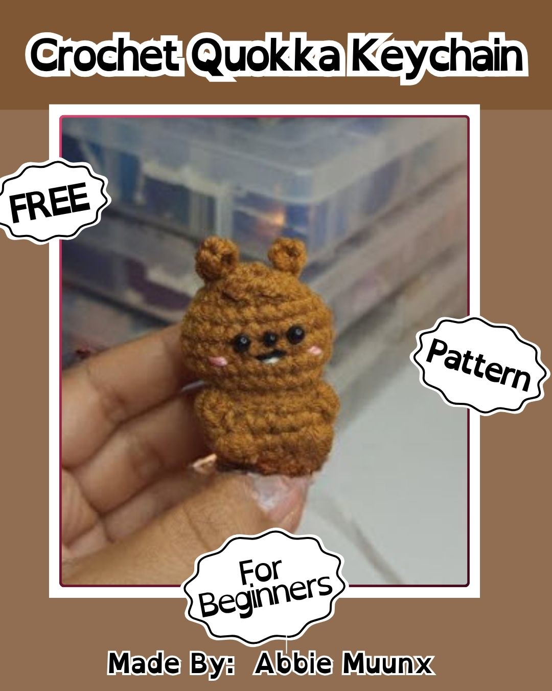 Crochet Quokka Keychain Amigurumi Pattern for Beginners
