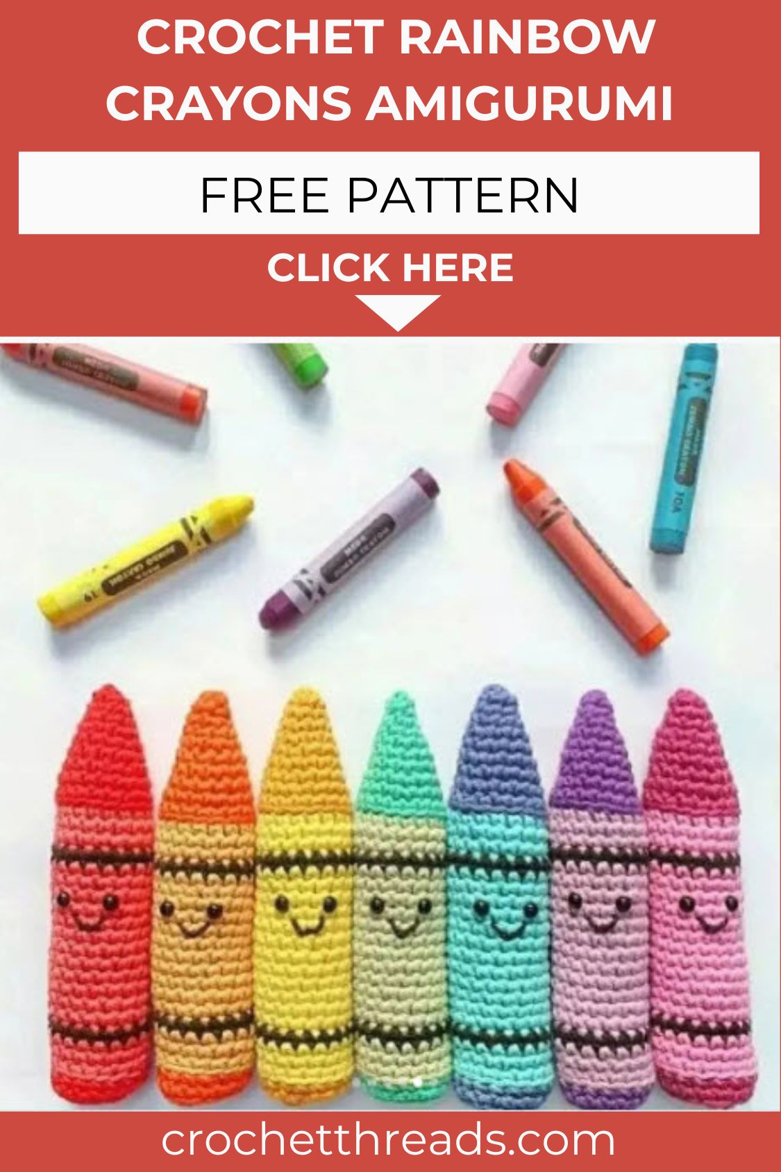 Crochet Rainbow Crayons Amigurumi Pattern for Kids Room Decor