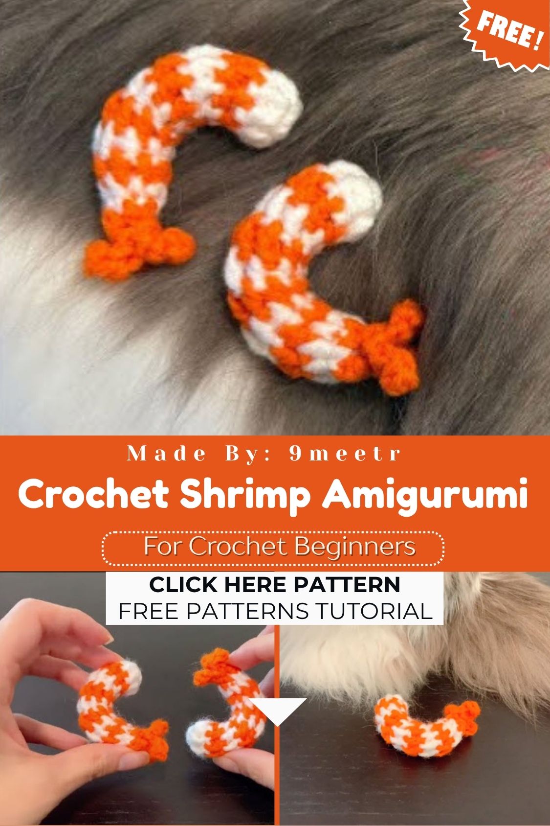 Crochet Shrimp Amigurumi Pattern with Easy Instructions