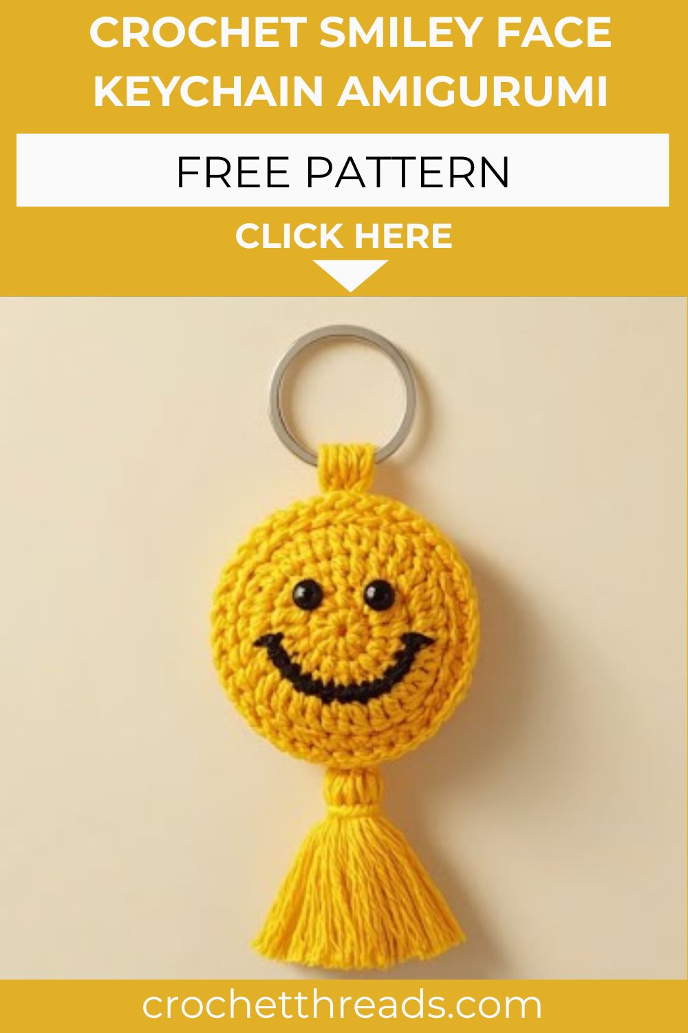 Crochet Smiley Face Keychain Amigurumi Pattern for Modern Vibes