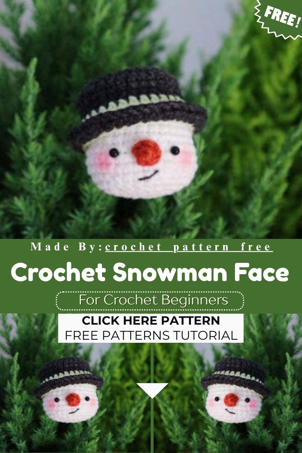 Crochet Snowman Face Amigurumi Pattern for Winter Charm