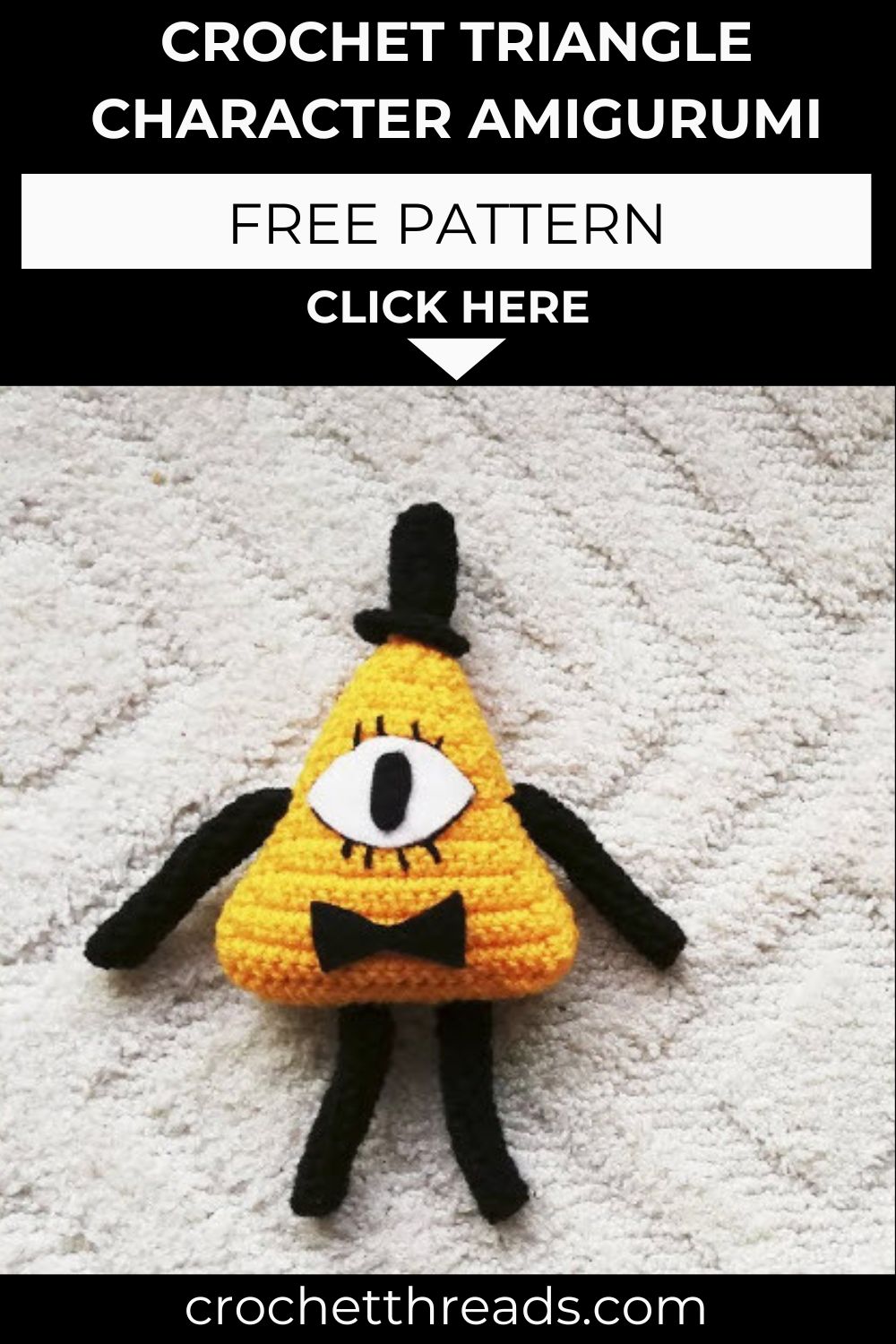 Crochet Triangle Character Amigurumi Pattern with Top Hat
