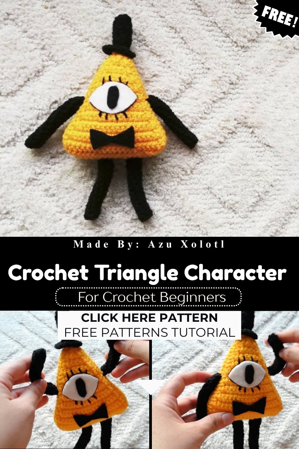Crochet Triangle Character Amigurumi Pattern with Top Hat