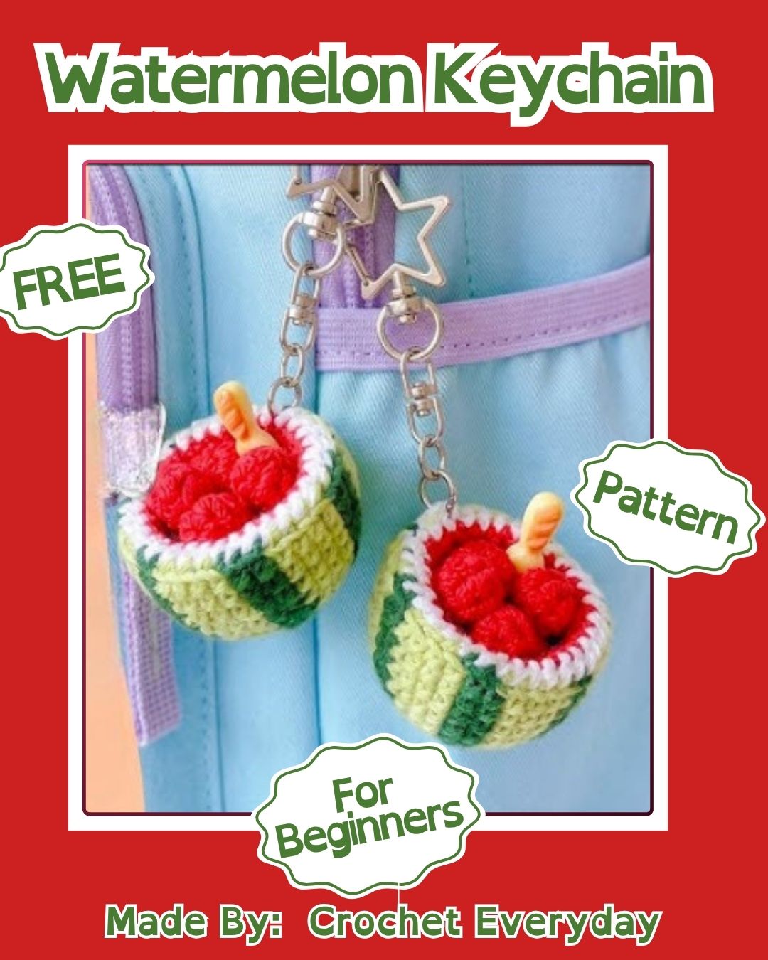 Crochet Watermelon Keychain Amigurumi Pattern for Handmade Gifts