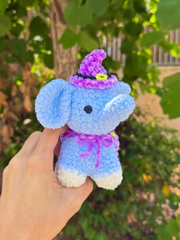 Cute Crochet Elephant Witch Plush Halloween Toy