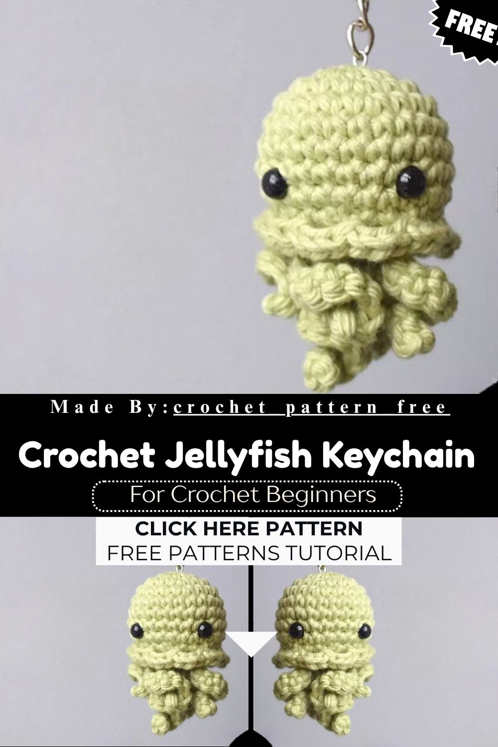 Cute Crochet Jellyfish Keychain Amigurumi Pattern