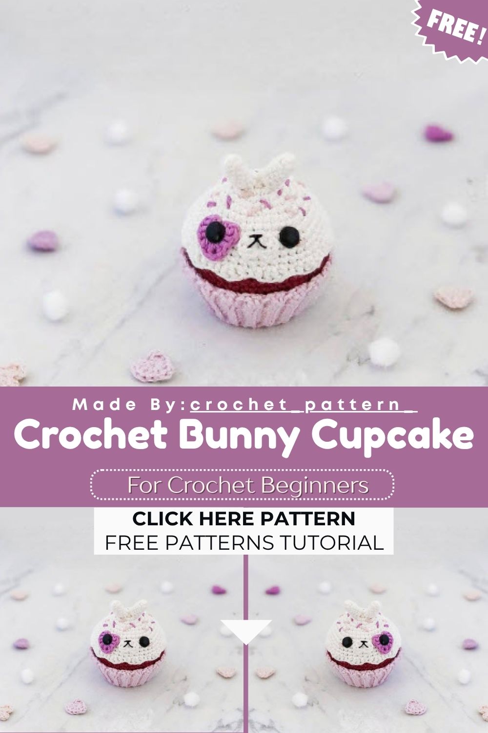 Fabulous Crochet Bunny Cupcake Amigurumi Pattern for Easter Baskets