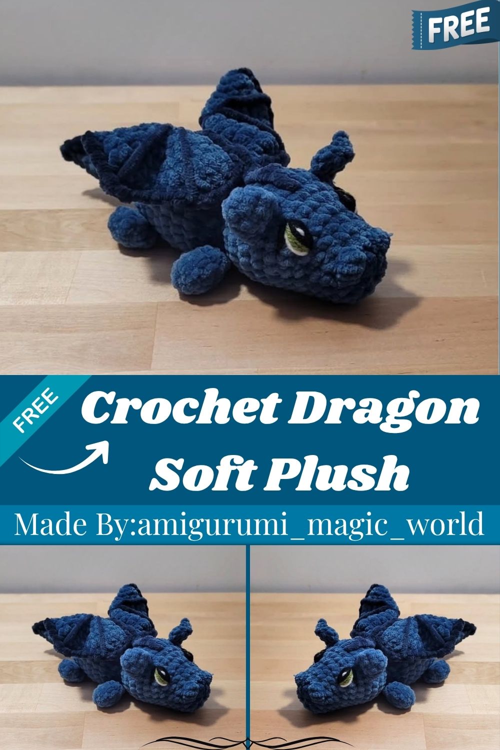 Fantasy Crochet Dragon Soft Plush Amigurumi Pattern