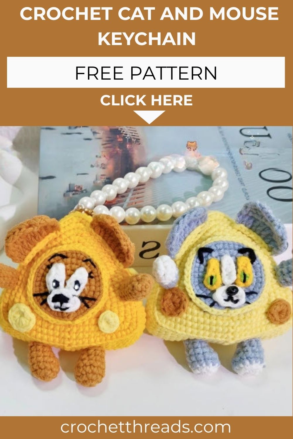 Free Crochet Cat and Mouse Keychain Pattern for Bag Charms