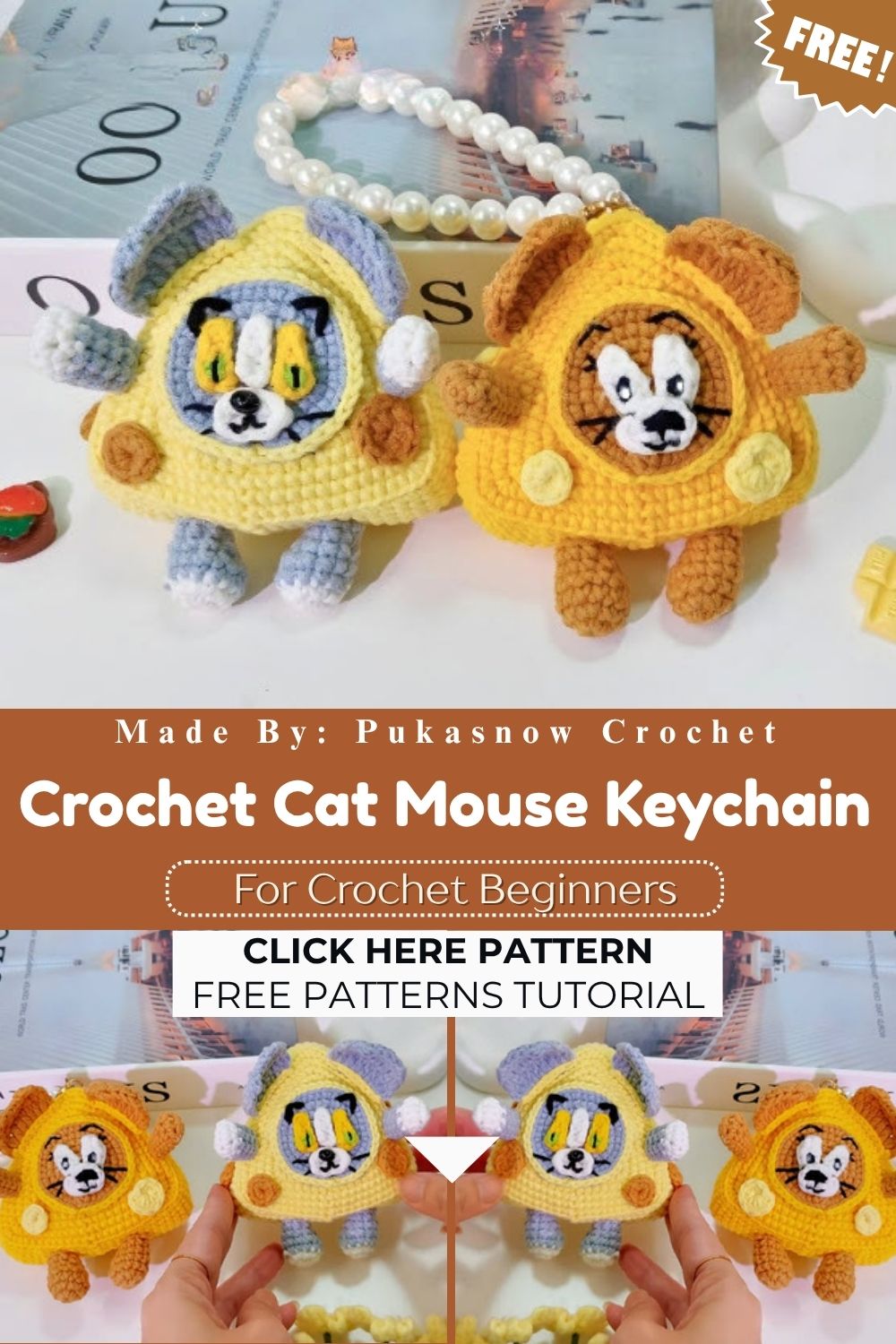 Free Crochet Cat and Mouse Keychain Pattern for Bag Charms