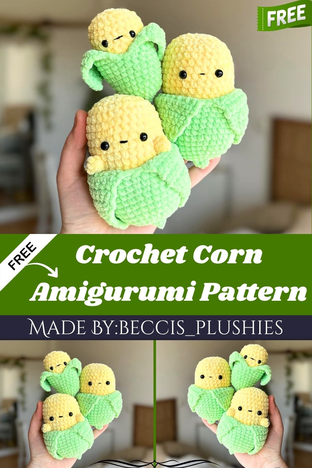 Free Crochet Corn Amigurumi Pattern for Beginners