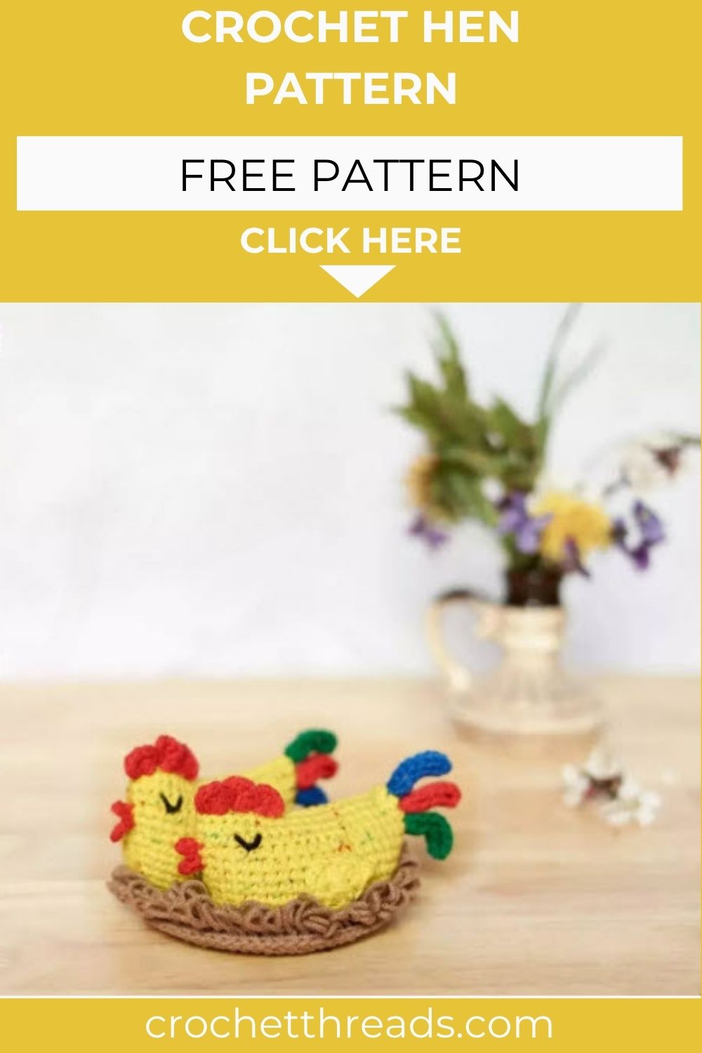 Gorgeous Crochet Hen Pattern with Nest for Easter Decor