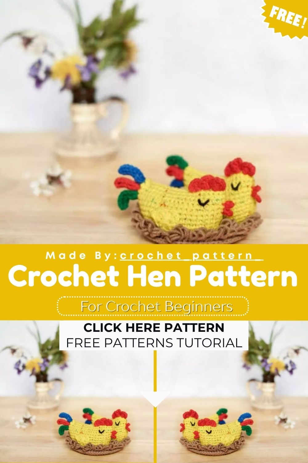 Gorgeous Crochet Hen Pattern with Nest for Easter Decor