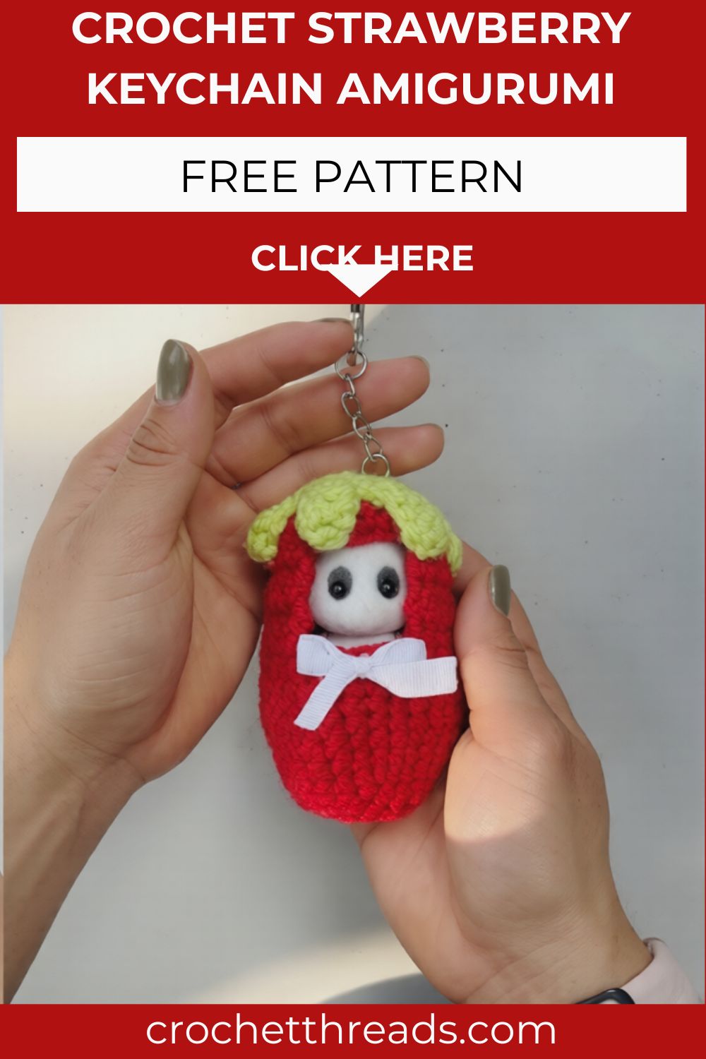 Gorgeous Crochet Strawberry Keychain Amigurumi Pattern