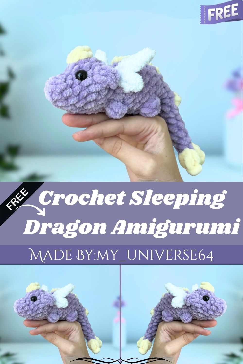 Handmade Crochet Sleeping Dragon Amigurumi Pattern