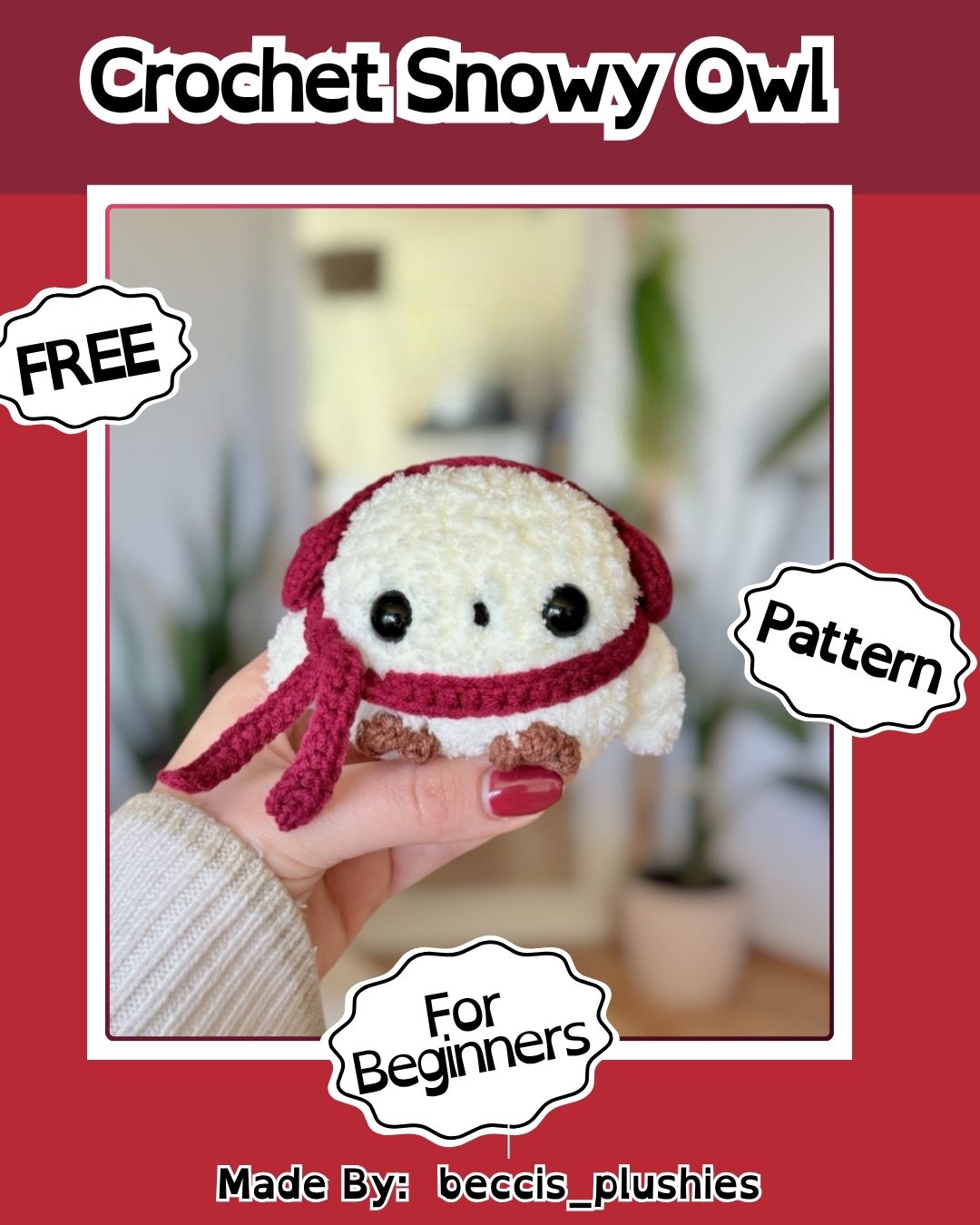 Handmade Crochet Snowy Owl Plush Amigurumi Pattern