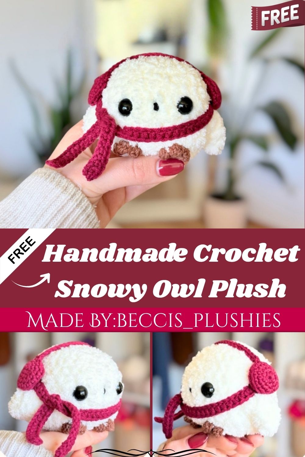 Handmade Crochet Snowy Owl Plush Amigurumi Pattern